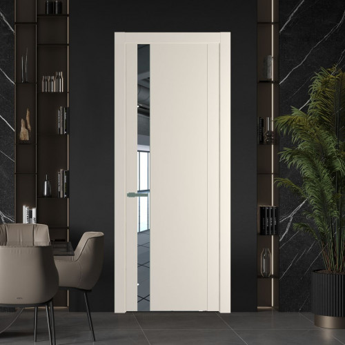 Межкомнатная дверь ProfilDoors 1.2P Кремовая Магнолия Зеркало молдинг Зеленый воск