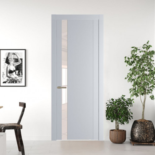 Межкомнатная дверь ProfilDoors 1.2P Лайт Грей Lacobel Перламутровый лак молдинг Никель матовый
