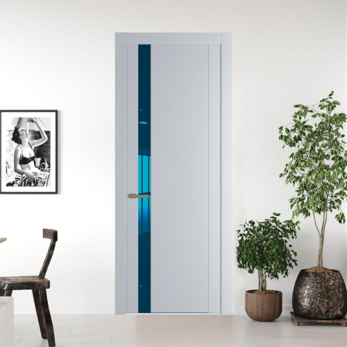 Межкомнатная дверь ProfilDoors 1.2P Лайт Грей Зеркало Blue молдинг Шампань