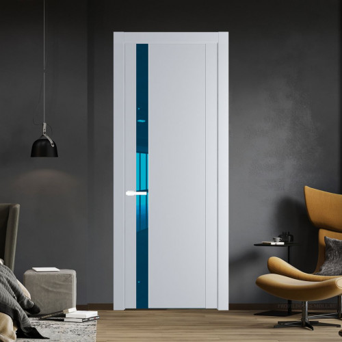 Межкомнатная дверь ProfilDoors 1.2P Лайт Грей Зеркало Blue молдинг Вайт