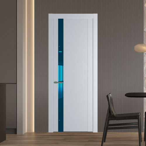 Межкомнатная дверь ProfilDoors 1.2P Лайт Грей Зеркало Blue молдинг Зеленый воск