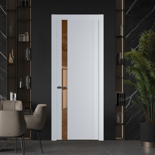Межкомнатная дверь ProfilDoors 1.2P Лайт Грей Зеркало Bronza молдинг Серая ночь