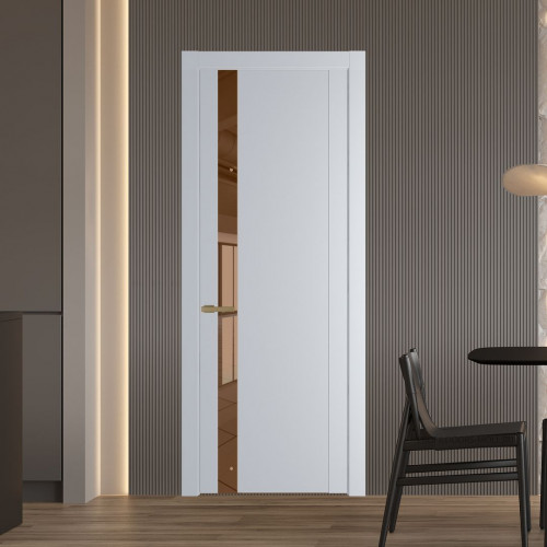 Межкомнатная дверь ProfilDoors 1.2P Лайт Грей Зеркало Bronza молдинг Золото