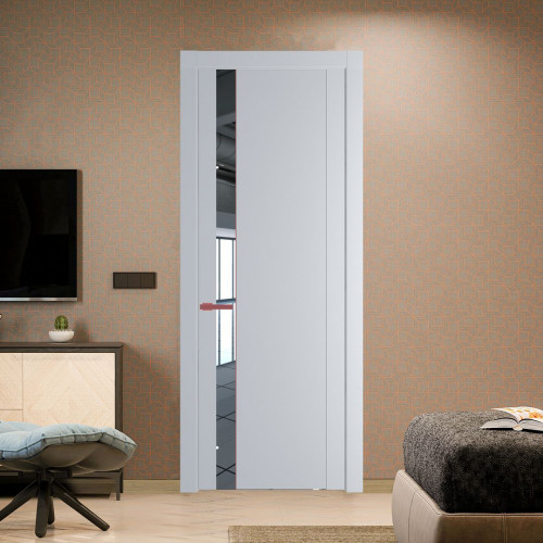 Межкомнатная дверь ProfilDoors 1.2P Лайт Грей Зеркало молдинг Красный антрацит