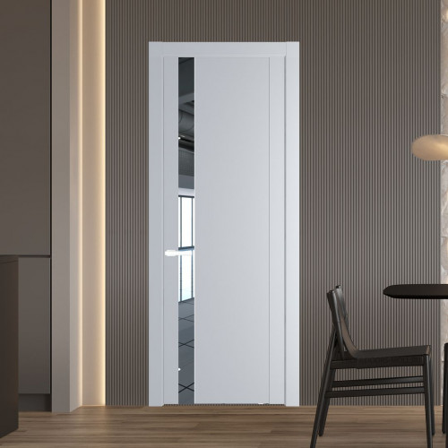 Межкомнатная дверь ProfilDoors 1.2P Лайт Грей Зеркало молдинг Вайт