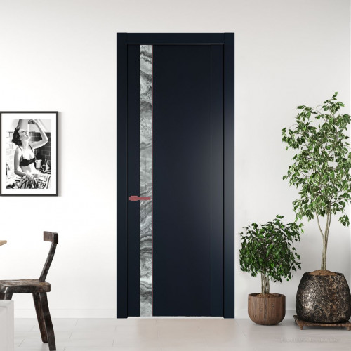 Межкомнатная дверь ProfilDoors 1.2P Нэви Блу Атриум серебро молдинг Красный антрацит