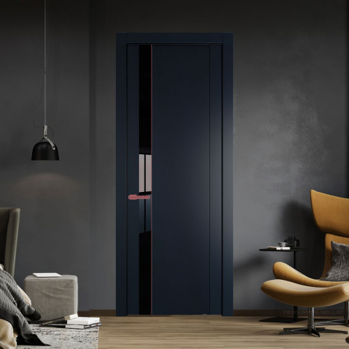 Межкомнатная дверь ProfilDoors 1.2P.O Нэви Блу Lacobel Черный лак молдинг Красный антрацит
