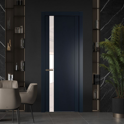 Межкомнатная дверь ProfilDoors 1.2P.O Нэви Блу Lacobel Перламутровый лак молдинг Деорэ