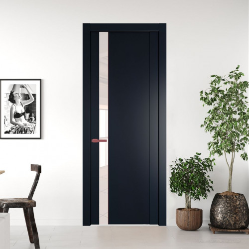 Межкомнатная дверь ProfilDoors 1.2P.O Нэви Блу Lacobel Перламутровый лак молдинг Красный антрацит