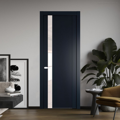 Межкомнатная дверь ProfilDoors 1.2P Нэви Блу Lacobel Перламутровый лак молдинг Вайт
