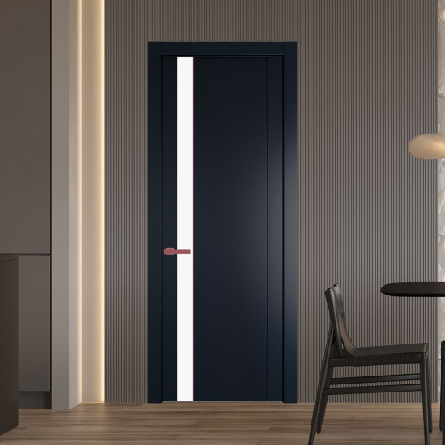 Межкомнатная дверь ProfilDoors 1.2P.O Нэви Блу Монохром белый просветленный молдинг Красный антрацит