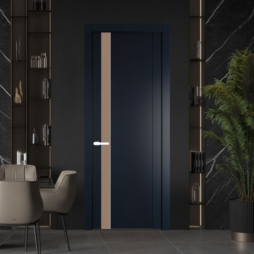 Межкомнатная дверь ProfilDoors 1.2P.O Нэви Блу Монохром капучино молдинг Вайт