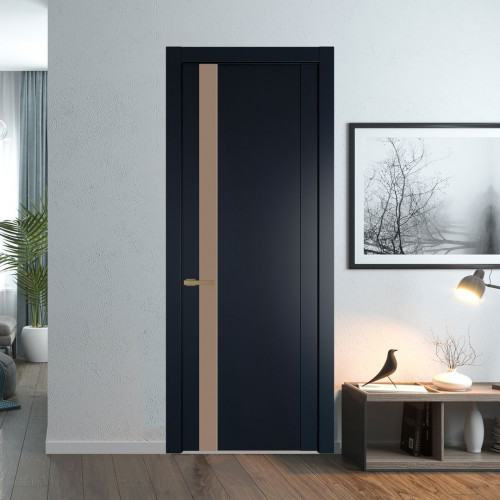 Межкомнатная дверь ProfilDoors 1.2P Нэви Блу Монохром капучино молдинг Золото