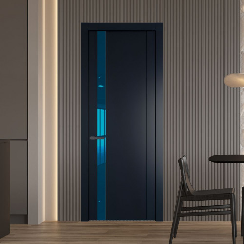 Межкомнатная дверь ProfilDoors 1.2P Нэви Блу Зеркало Blue молдинг Серая ночь