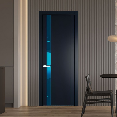 Межкомнатная дверь ProfilDoors 1.2P Нэви Блу Зеркало Blue молдинг Вайт