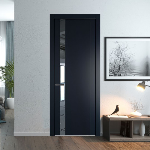 Межкомнатная дверь ProfilDoors 1.2P Нэви Блу Зеркало молдинг Серая ночь