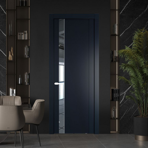 Межкомнатная дверь ProfilDoors 1.2P Нэви Блу Зеркало молдинг Вайт