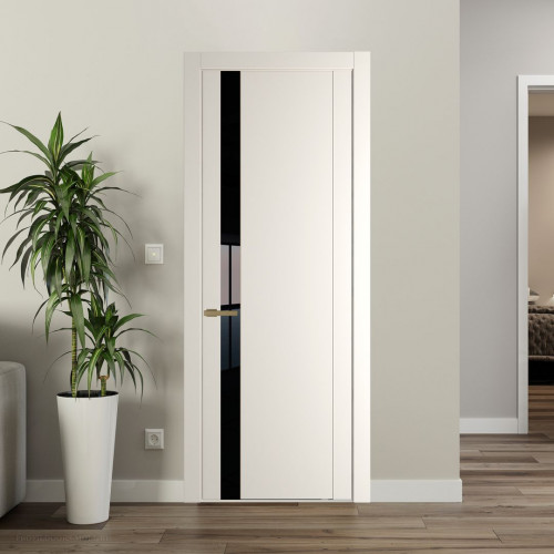 Межкомнатная дверь ProfilDoors 1.2P Перламутр белый Lacobel Черный лак молдинг Золото