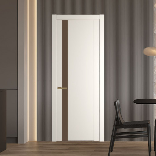 Межкомнатная дверь ProfilDoors 1.2P.O Перламутр белый Монохром гляссе молдинг Золото
