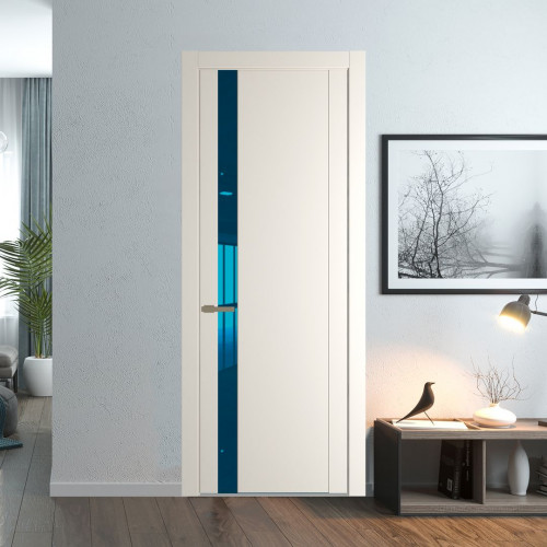 Межкомнатная дверь ProfilDoors 1.2P Перламутр белый Зеркало Blue молдинг Шампань