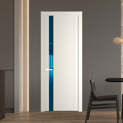 Межкомнатная дверь ProfilDoors 1.2P Перламутр белый Зеркало Blue молдинг Вайт