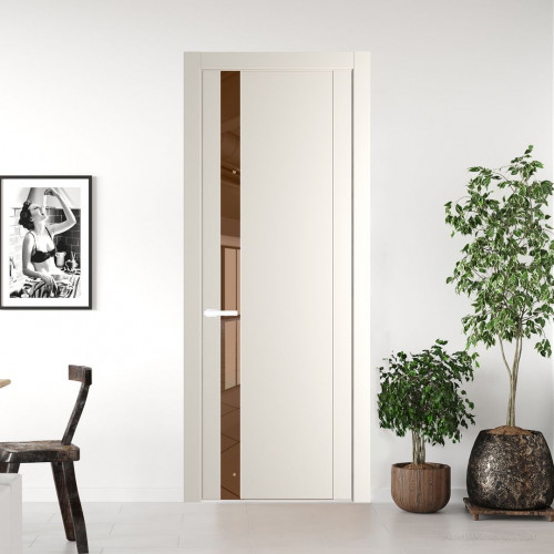Межкомнатная дверь ProfilDoors 1.2P Перламутр белый Зеркало Bronza молдинг Вайт