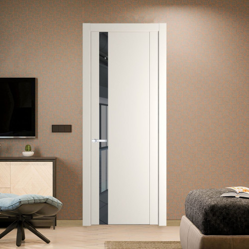 Межкомнатная дверь ProfilDoors 1.2P Перламутр белый Зеркало Grey молдинг Серебро