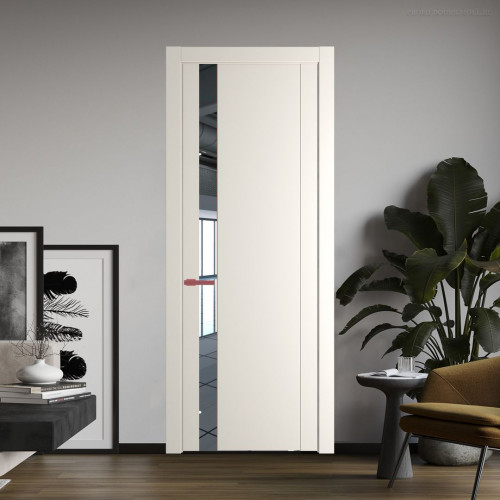 Межкомнатная дверь ProfilDoors 1.2P.O Перламутр белый Зеркало молдинг Красный антрацит