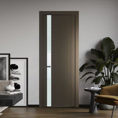 Межкомнатная дверь ProfilDoors 1.2P Перламутр бронза Lacobel Белый лак молдинг Серая ночь