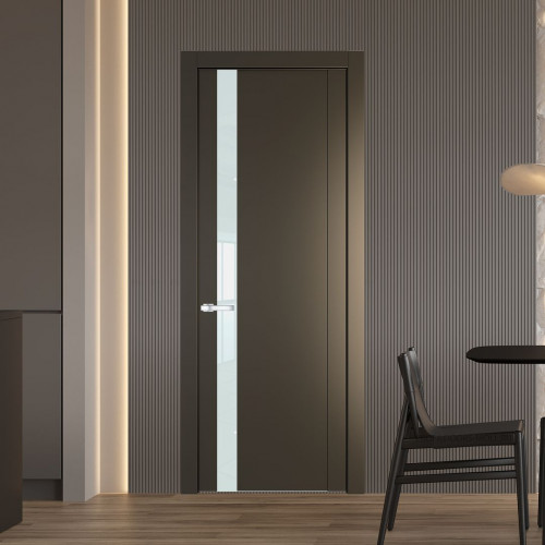 Межкомнатная дверь ProfilDoors 1.2P Перламутр бронза Lacobel Белый лак молдинг Серебро