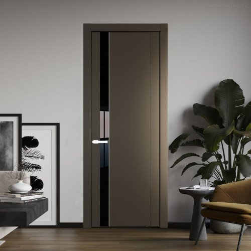 Межкомнатная дверь ProfilDoors 1.2P Перламутр бронза Lacobel Черный лак молдинг Вайт