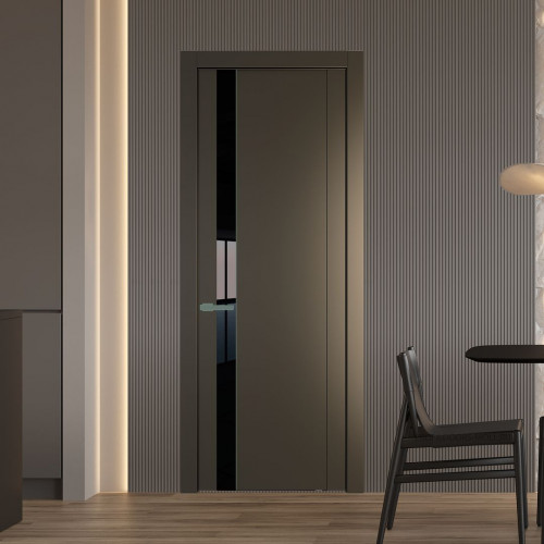 Межкомнатная дверь ProfilDoors 1.2P Перламутр бронза Lacobel Черный лак молдинг Зеленый воск