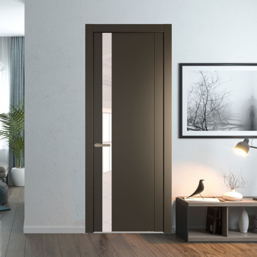 Межкомнатная дверь ProfilDoors 1.2P Перламутр бронза Lacobel Перламутровый лак молдинг Никель матовый