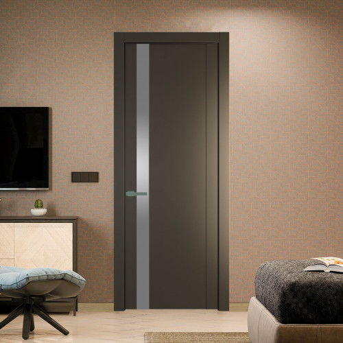 Межкомнатная дверь ProfilDoors 1.2P Перламутр бронза Lacobel Серебряный лак молдинг Зеленый воск