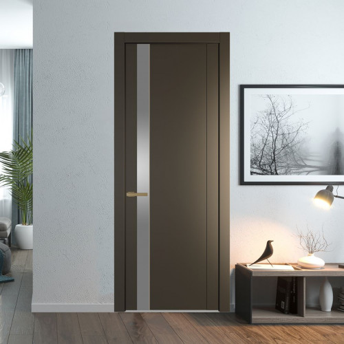 Межкомнатная дверь ProfilDoors 1.2P Перламутр бронза Lacobel Серебряный лак молдинг Золото
