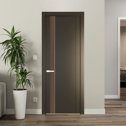 Межкомнатная дверь ProfilDoors 1.2P Перламутр бронза Монохром гляссе молдинг Вайт