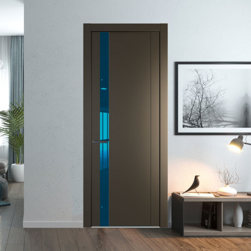 Межкомнатная дверь ProfilDoors 1.2P Перламутр бронза Зеркало Blue молдинг Серая ночь