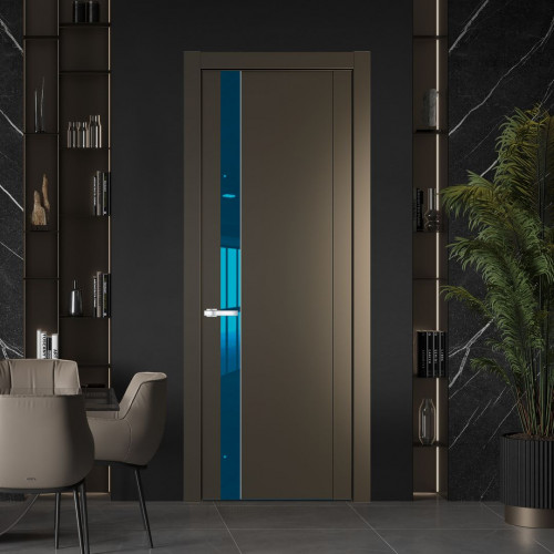 Межкомнатная дверь ProfilDoors 1.2P.O Перламутр бронза Зеркало Blue молдинг Серебро
