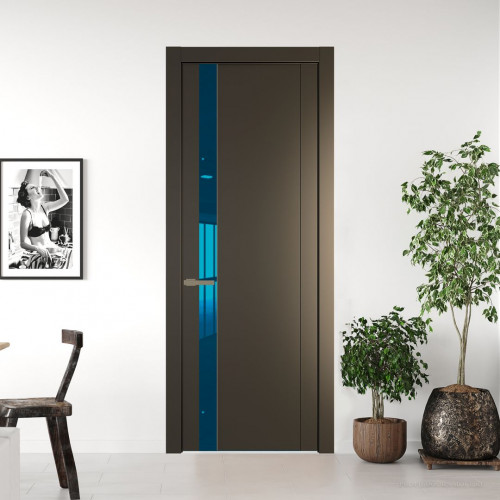 Межкомнатная дверь ProfilDoors 1.2P Перламутр бронза Зеркало Blue молдинг Шампань