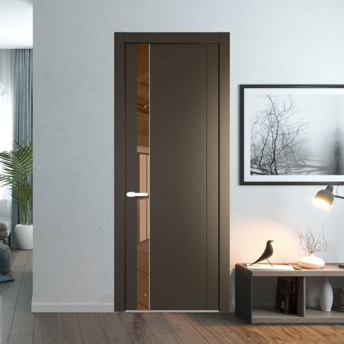 Межкомнатная дверь ProfilDoors 1.2P Перламутр бронза Зеркало Bronza молдинг Вайт