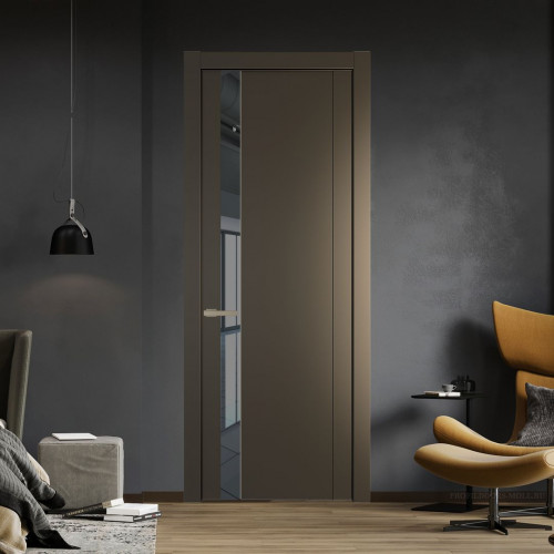Межкомнатная дверь ProfilDoors 1.2P Перламутр бронза Зеркало Grey молдинг Никель матовый