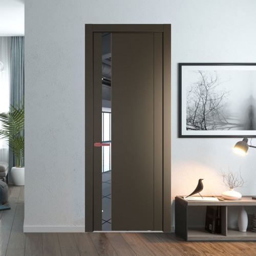 Межкомнатная дверь ProfilDoors 1.2P Перламутр бронза Зеркало молдинг Красный антрацит