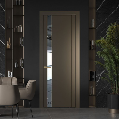 Межкомнатная дверь ProfilDoors 1.2P.O Перламутр бронза Зеркало молдинг Золото