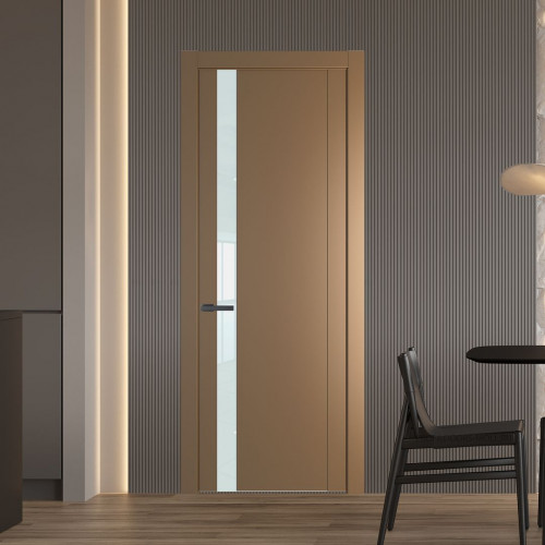 Межкомнатная дверь ProfilDoors 1.2P Перламутр золото Lacobel Белый лак молдинг Серая ночь