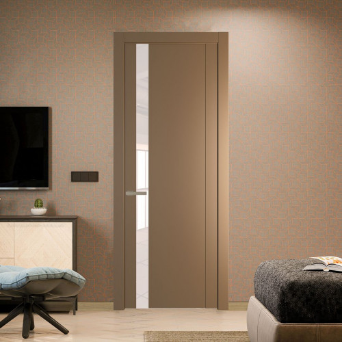 Межкомнатная дверь ProfilDoors 1.2P Перламутр золото Lacobel Перламутровый лак молдинг Никель матовый