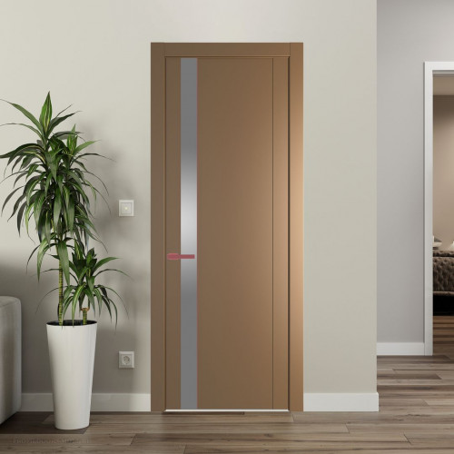 Межкомнатная дверь ProfilDoors 1.2P Перламутр золото Lacobel Серебряный лак молдинг Красный антрацит