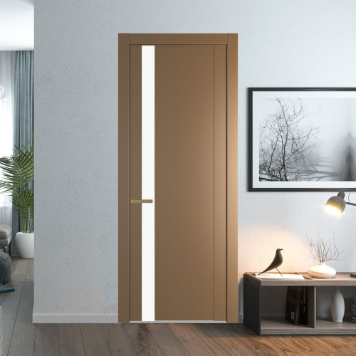 Межкомнатная дверь ProfilDoors 1.2P Перламутр золото Монохром белый просветленный молдинг Золото