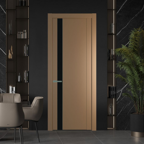 Межкомнатная дверь ProfilDoors 1.2P Перламутр золото Монохром черный молдинг Зеленый воск