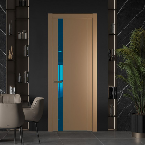 Межкомнатная дверь ProfilDoors 1.2P.O Перламутр золото Зеркало Blue молдинг Деорэ
