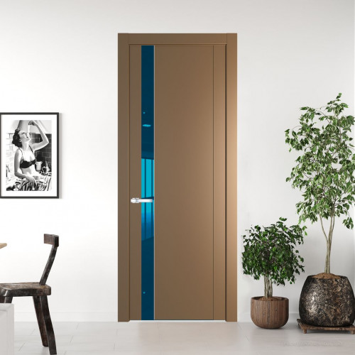 Межкомнатная дверь ProfilDoors 1.2P.O Перламутр золото Зеркало Blue молдинг Серебро